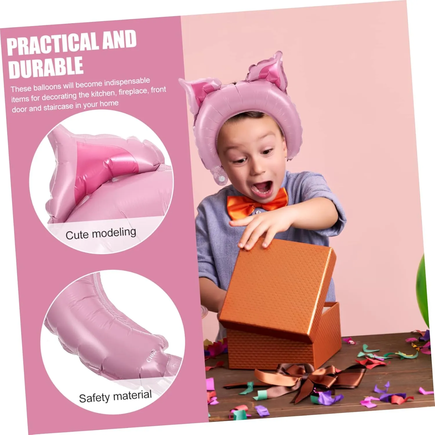 Totority 250 Pcs Headband Aluminum Film Balloon Pig Headband Kids Scrunchies Cartoon Headband Balloon Inflatable Headbands Balloon Puppy Dog Balloons Zoo Bunny Aluminum Foil Animal Child