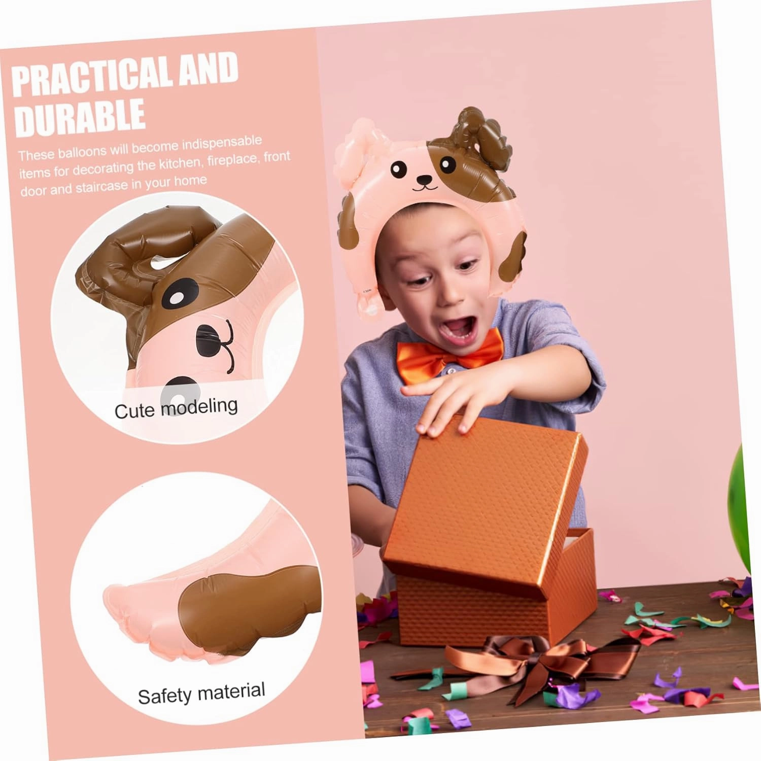 Totority 3sets Cartoon Rabbit Balloon Headband Animal Headband for Kids Inflatable Animals Decor 50pcs*3