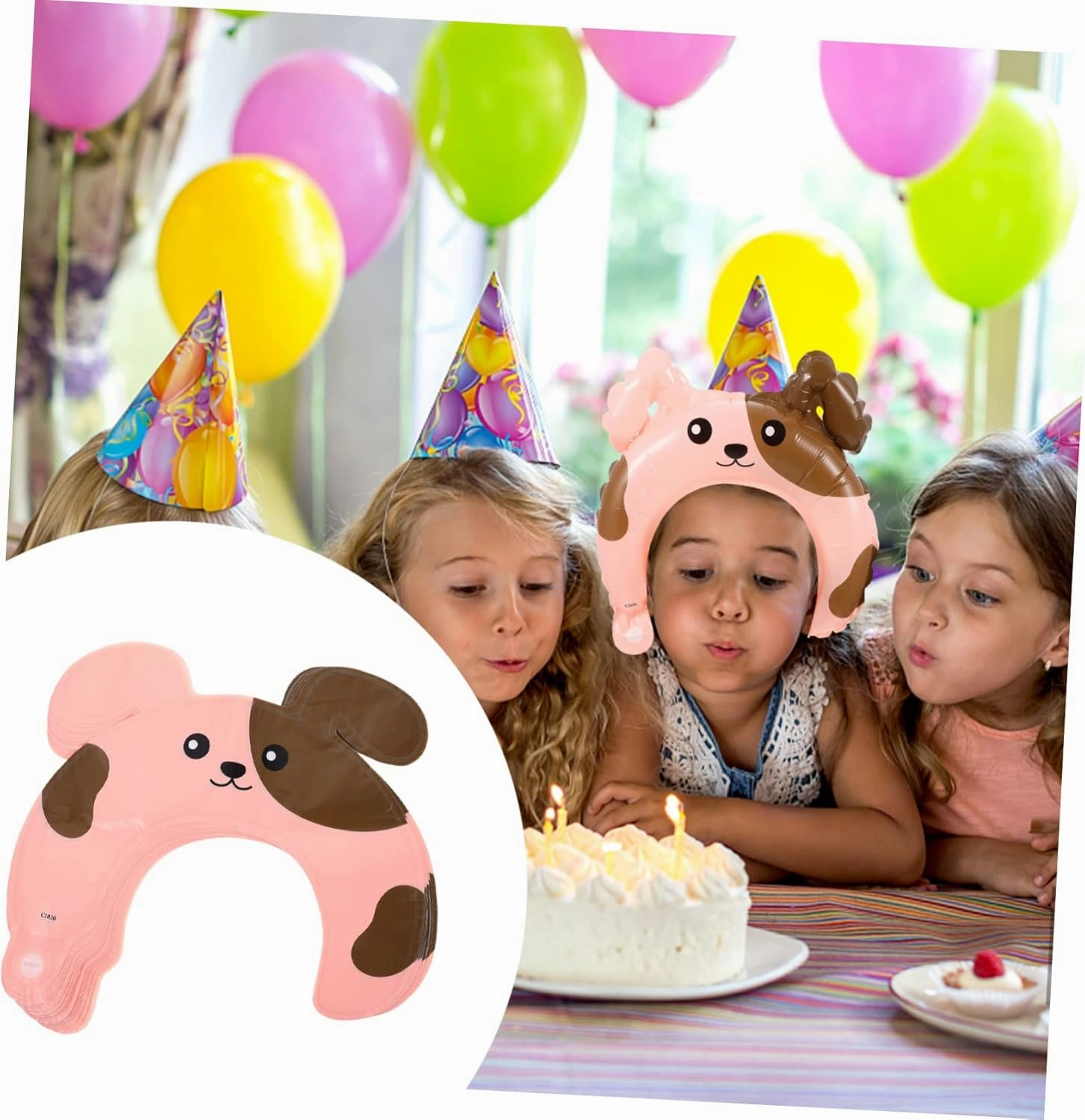 Totority 3sets Cartoon Rabbit Balloon Headband Animal Headband for Kids Inflatable Animals Decor 50pcs*3