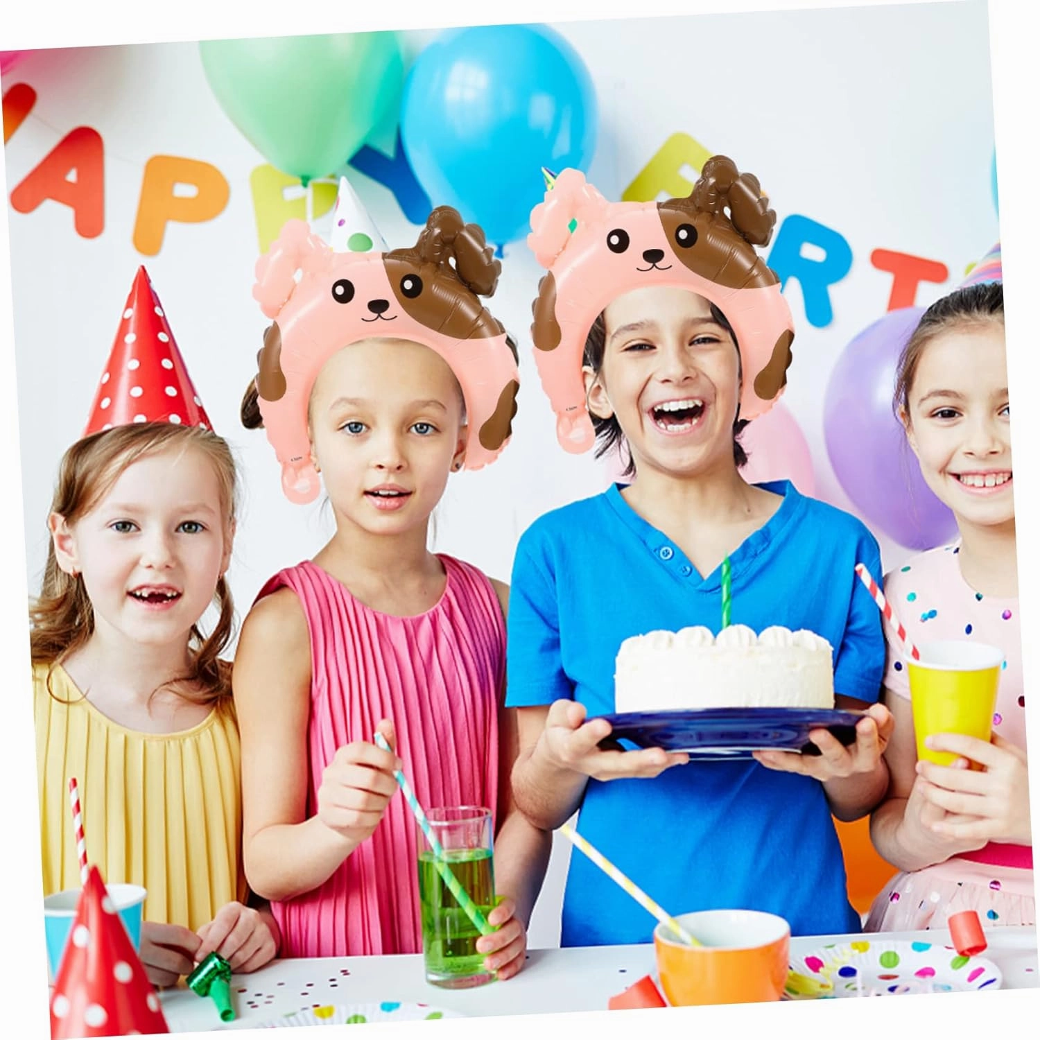 Totority 3sets Cartoon Rabbit Balloon Headband Animal Headband for Kids Inflatable Animals Decor 50pcs*3