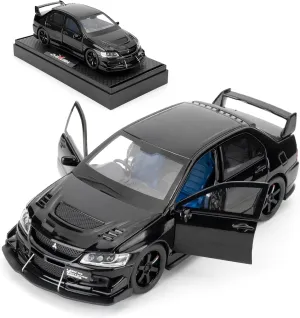 Toy Car Compatible for 1:32 Mitsubishi Lancer Evolution Model Car, Pull Back Diecast Collectible Car with Sounds ＆ Lights for Kids Boys Girls and Adults, Gift Black