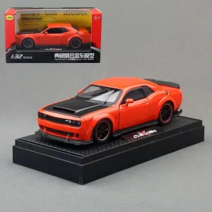 Toy Cars Compatible for 1:32 Charger Hellcat SRT Model Cars, Pull Back Die-cast Vehicles, Collectible Cars with Sounds＆Lights for Kids Boys Girls and Adults, Gift Orange