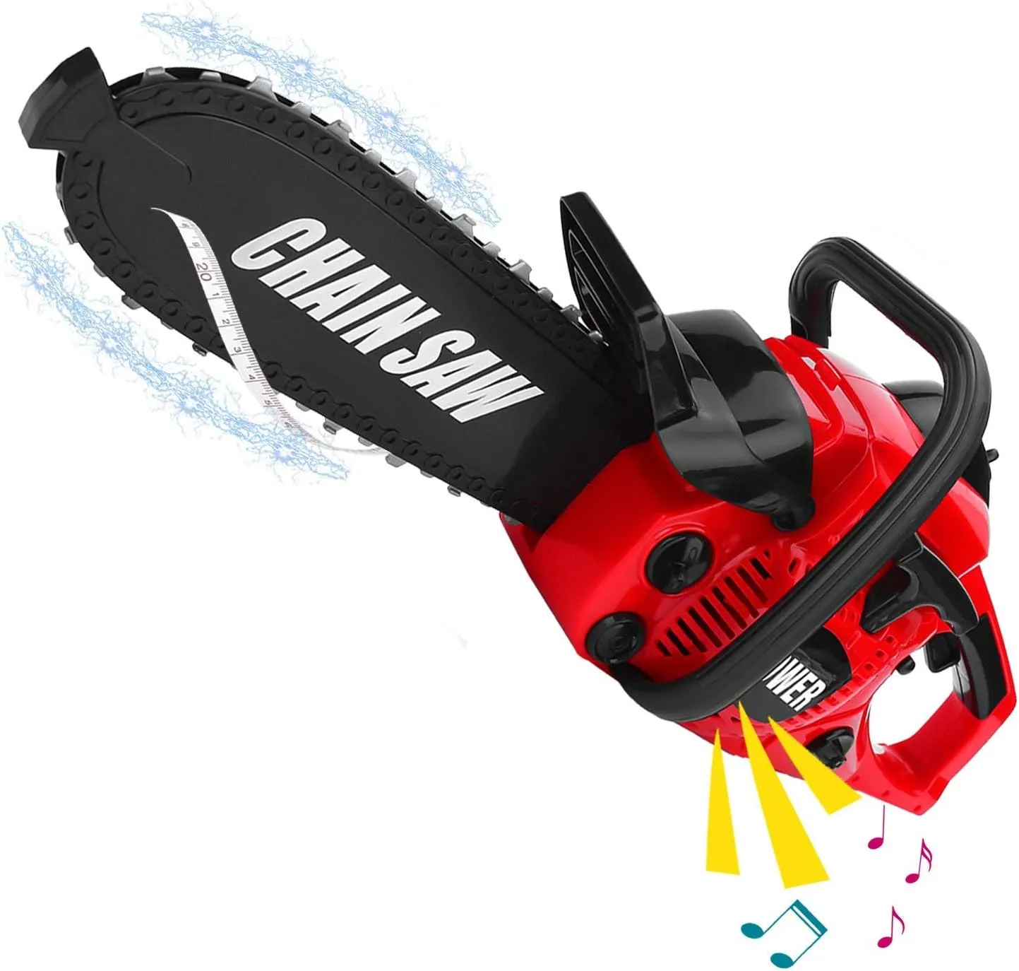 Toy Chainsaw for Kids, Power Construction Tool Electric Chainsaw Pretend Play Set with Pull Cord, Rotating Chain and Realistic Sounds