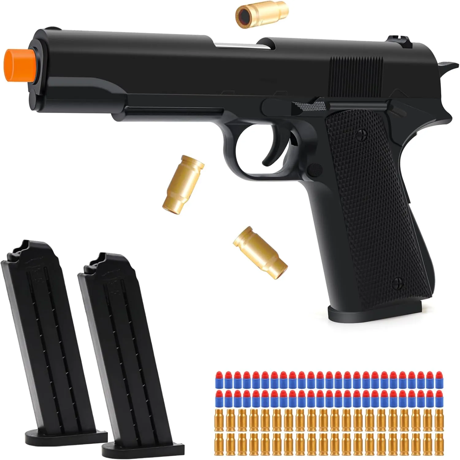Toy Gun with 50 Foam Bullets, Soft Bullet Toy Guns with Shell Ejecting, Toy Foam Blasters & Guns for Boys, Gifts for Christmas Birthday Kids Adults Age 8  Black