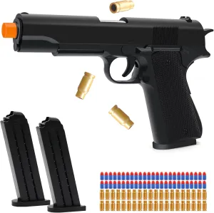 Toy Gun with 50 Foam Bullets, Soft Bullet Toy Guns with Shell Ejecting, Toy Foam Blasters & Guns for Boys, Gifts for Christmas Birthday Kids Adults Age 8  Black