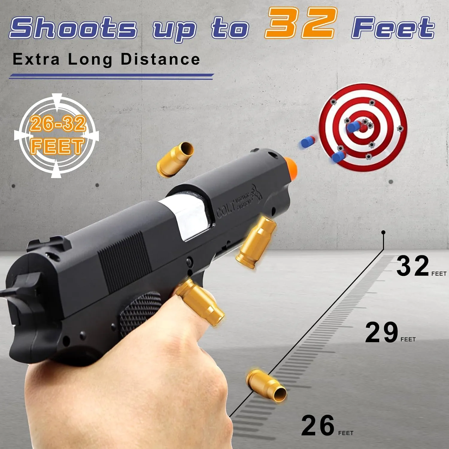 Toy Gun with 50 Foam Bullets, Soft Bullet Toy Guns with Shell Ejecting, Toy Foam Blasters & Guns for Boys, Gifts for Christmas Birthday Kids Adults Age 8  Black