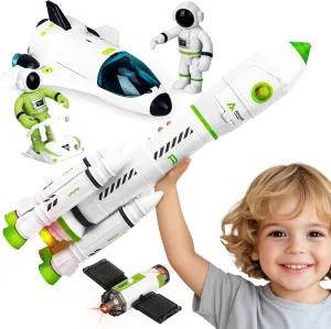 TOY Life Space Toy Rocket Toys for Kid Shuttle with Astronaut Spaceship Planet Stem with Christmas Spaces Station for Boy 3 4 5 6 7 8, Gift for Age 3 
