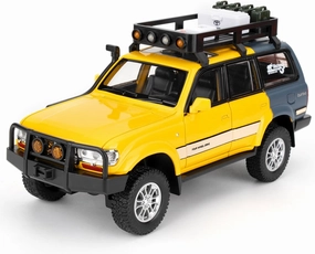Toy Car Compatible for 1:24 Land Cruiser LC80 Model Car, Pull Back Diecast Collectible Car with Sounds＆Lights for Kids Boys Girls and Adults, Gift Yellow