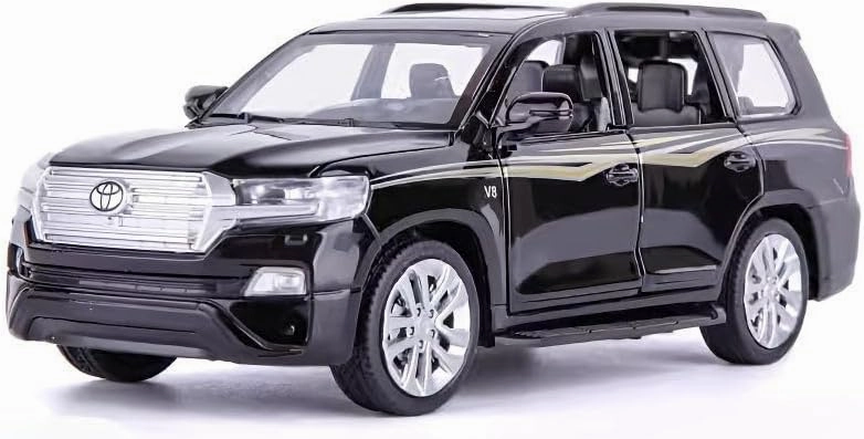 Toy Car Compatible for 1：32 Land Cruiser Model Car, Pull Back Diecast Collectible Car with Sounds＆Lights for Kids Boys Girls and Adults, Gift Black
