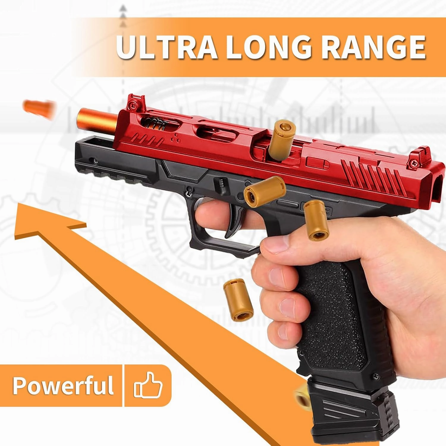 Toy Gun - Stress Shot Toy Gun with Semi-Automatic Mode, Red and Black