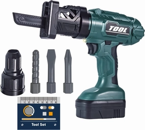Toy Tool Set Outside Construction Play Tools, Power Saw, Electric Drill Include 3 Interchangeable Drill Bits with Light, Sound,Kids Pretend Play Drill Toy, Outdoor Preschool Toys for 3 4 5 6 Old Boys