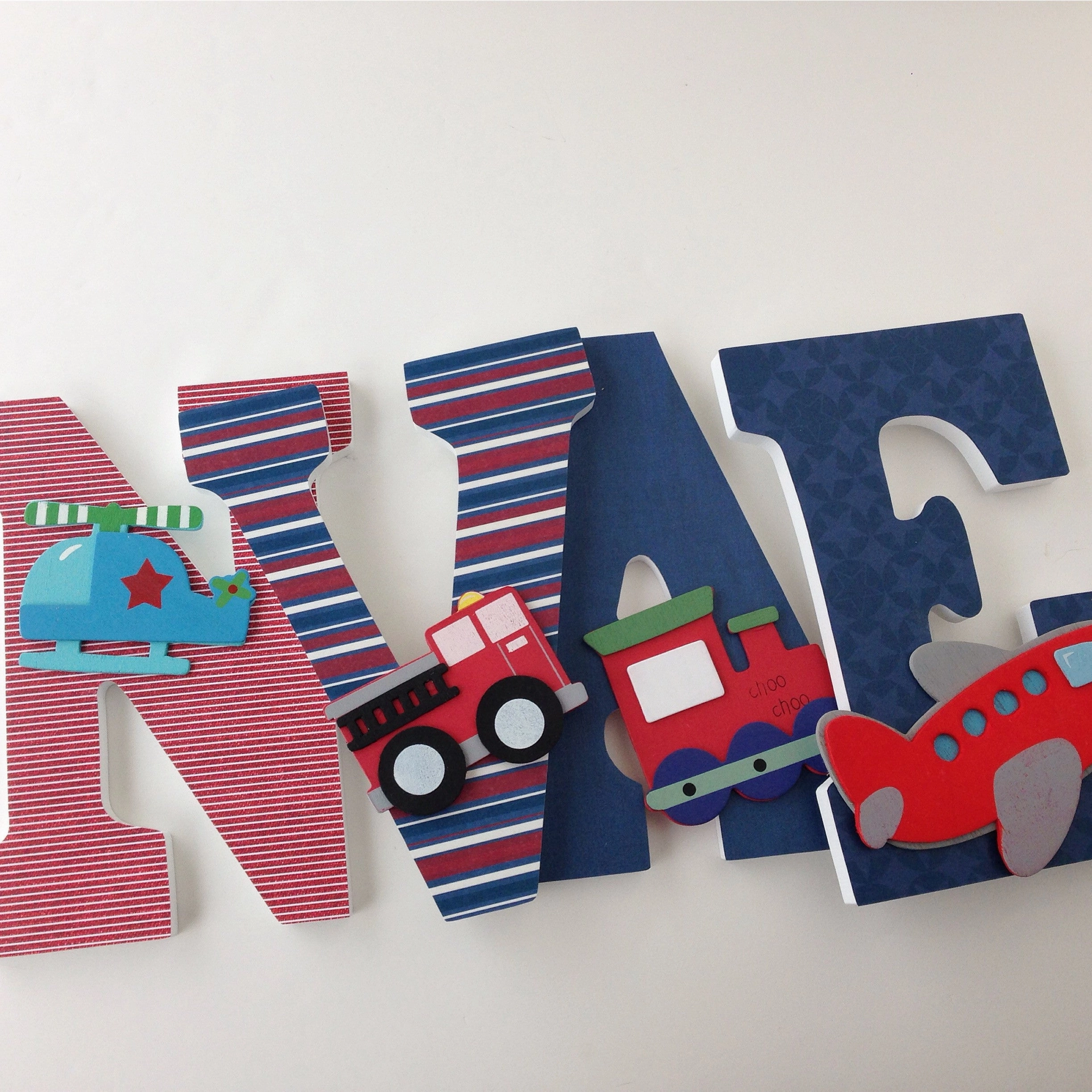 Transportation Letter Set - Train, Truck, & Airplane Nursery Decor - LetterLuxe