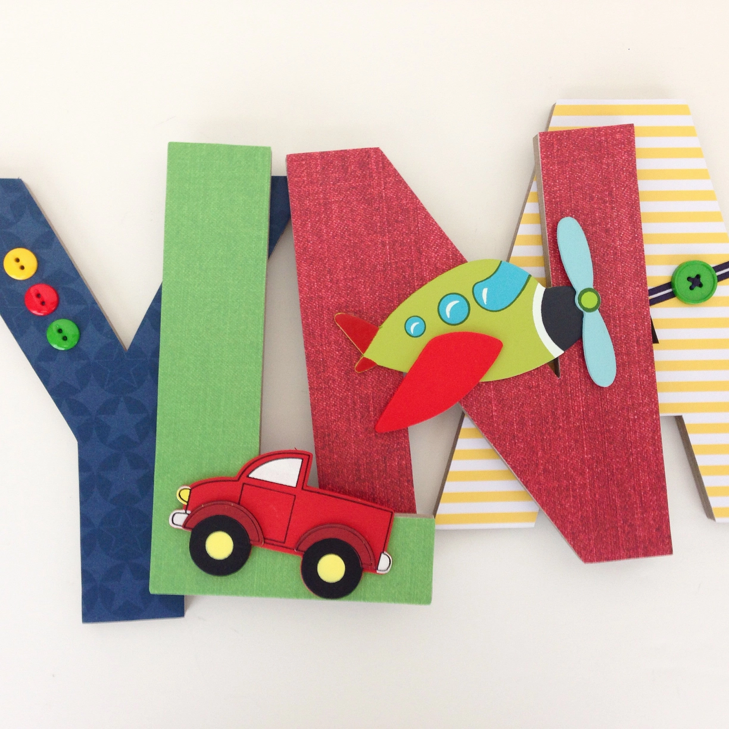 Transportation Letter Set - Train, Truck, & Airplane Nursery Decor - LetterLuxe