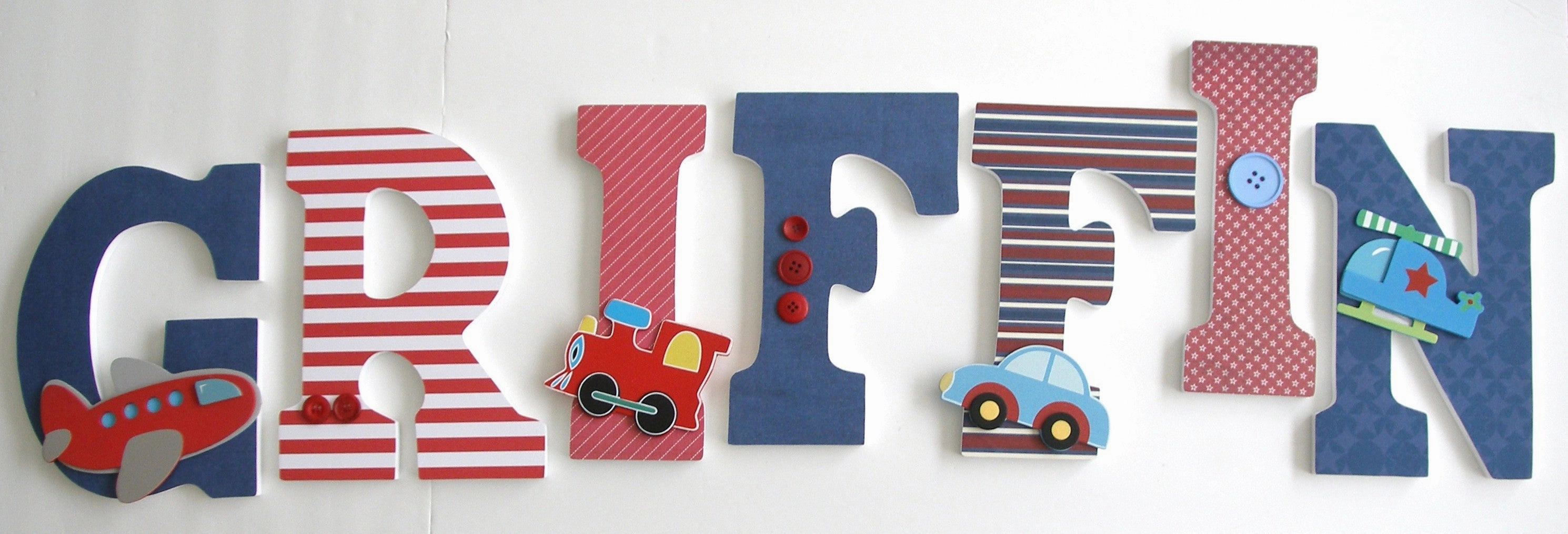 Transportation Letter Set - Train, Truck, & Airplane Nursery Decor - LetterLuxe