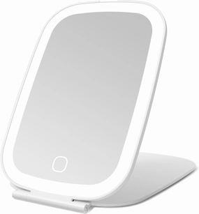 Travel Makeup Mirror, Rechargeable Portable Mirror with Lights, 3 Color Lighting, 7.5 inch Ultra Thin and Lightweight LED Folding Vanity Mirror