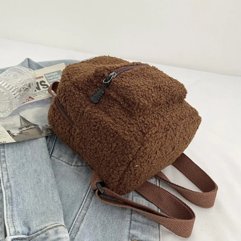 Trendy Mini Lamb Wool Korean Style Backpacks