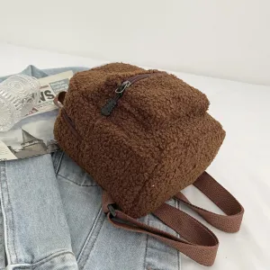 Trendy Mini Lamb Wool Korean Style Backpacks