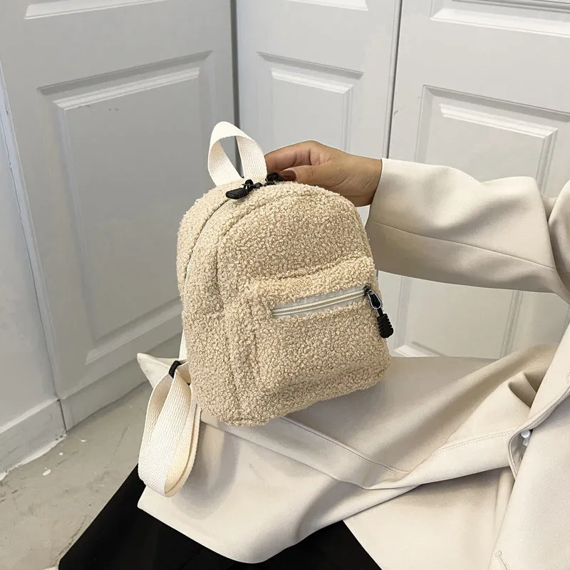 Trendy Mini Lamb Wool Korean Style Backpacks