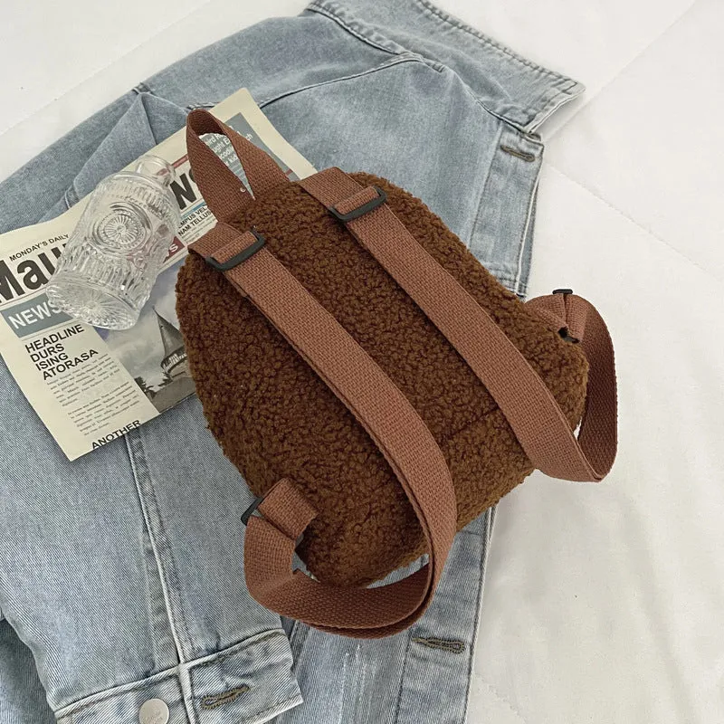 Trendy Mini Lamb Wool Korean Style Backpacks