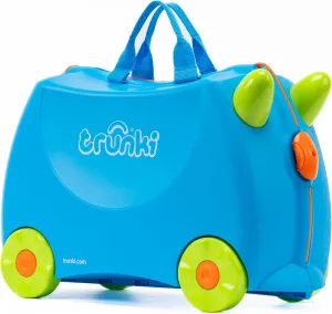 Trunki Ride-On Kids Suitcase | Tow-Along Toddler Luggage | Carry-On Cute Bag with Wheels | Kids Luggage and Airplane Travel Essentials: Terrance Boy Blue