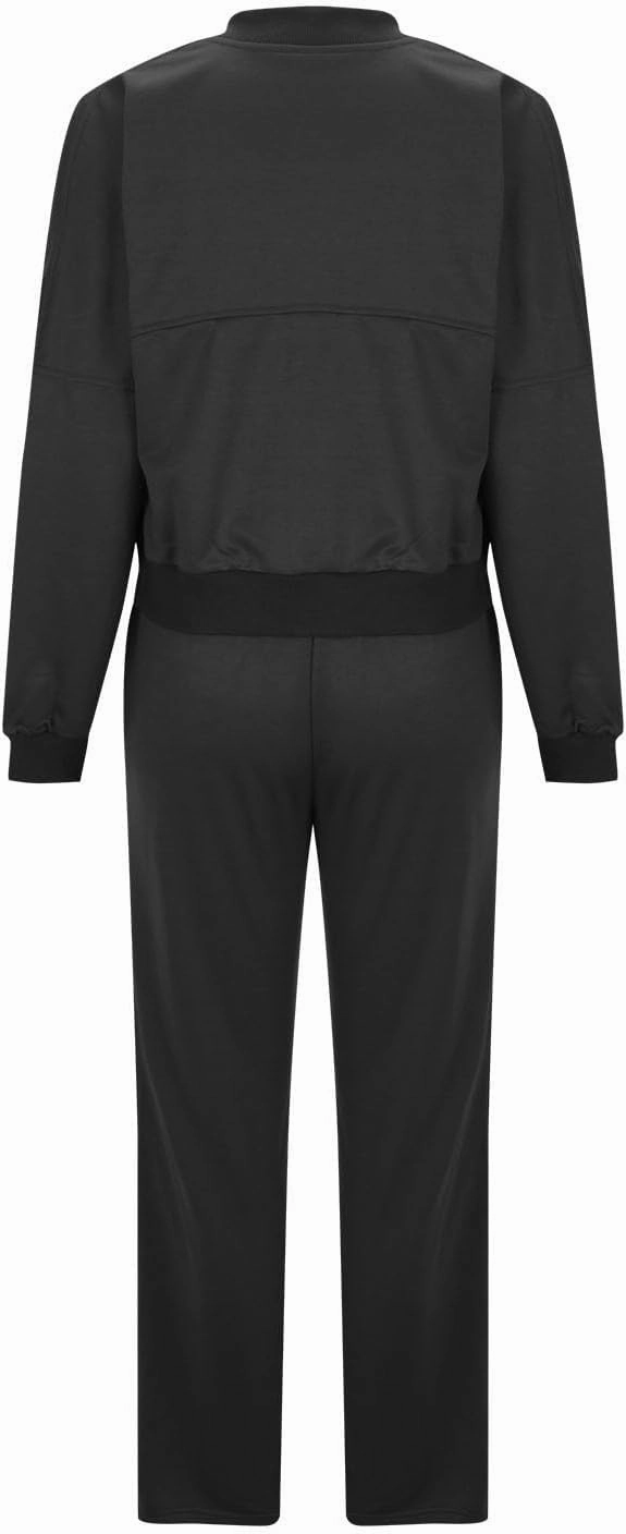 Two Piece Sets for Women Going Out Solid Zipper Sweatsuits Casual Straight Leg Pants Set 2 Piece Travel Outfits