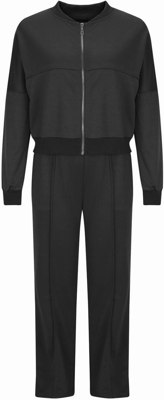 Two Piece Sets for Women Going Out Solid Zipper Sweatsuits Casual Straight Leg Pants Set 2 Piece Travel Outfits