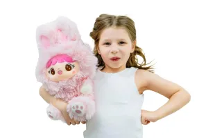 TY & TAY Teddy Bear Stuffed Animal -14 Inches Plushie Rabbit Bunny Teddy Bear and Cozy Plushies Kids Companion Stuffed Animal Bunny Facial Expression Pink Bunny Stuffed Animal