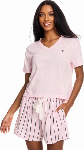U.S. Polo Assn. Summer Pajamas for Women 2 Piece T-Shirt and Shorts Loungewear- Summer PJs for Women Set