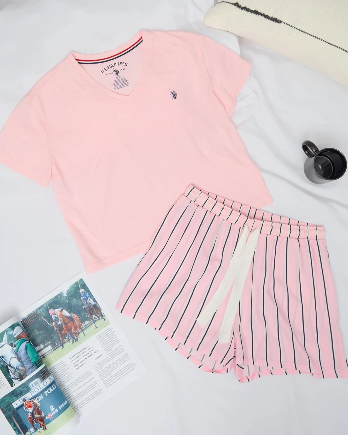 U.S. Polo Assn. Summer Pajamas for Women 2 Piece T-Shirt and Shorts Loungewear- Summer PJs for Women Set