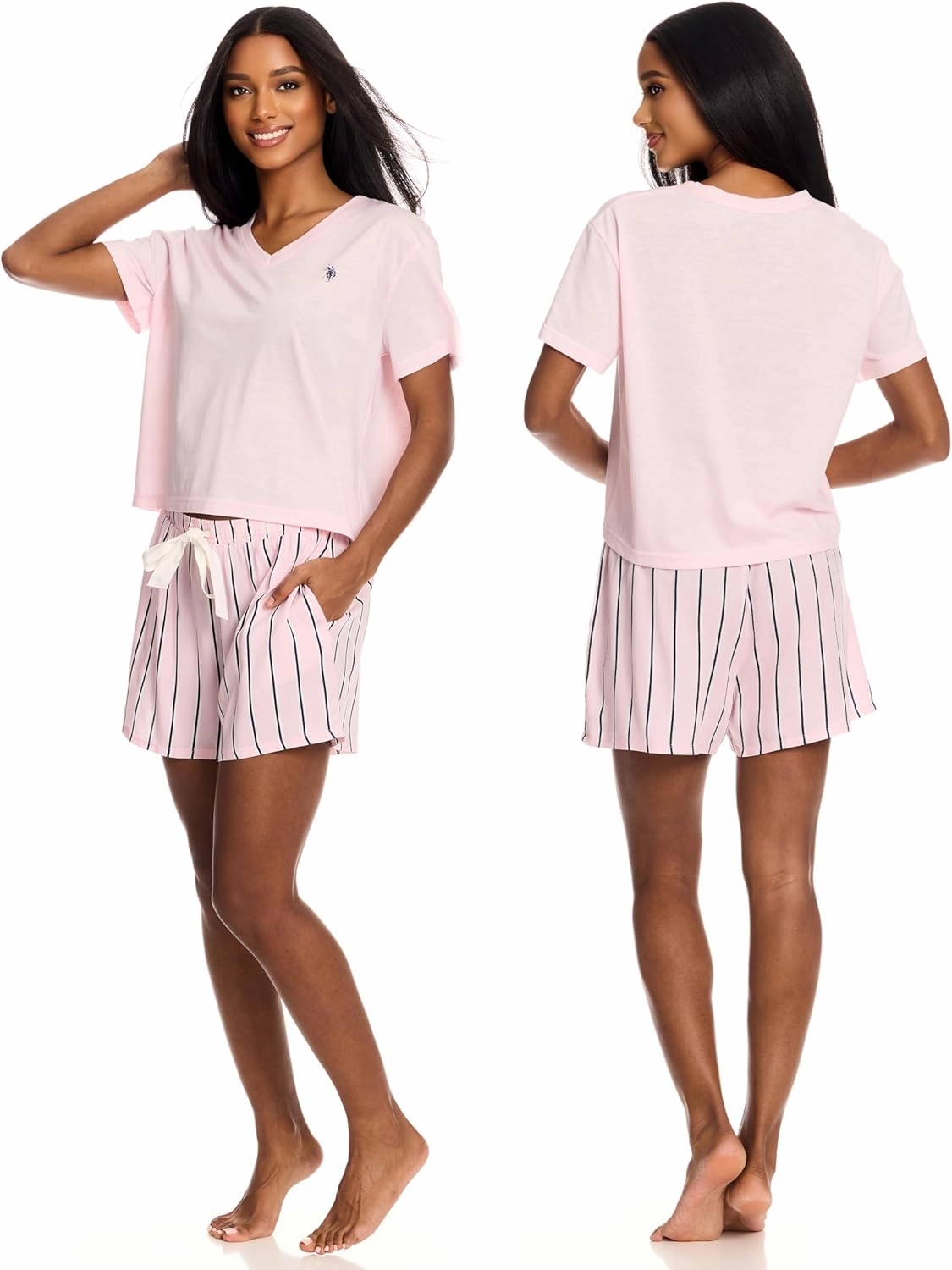 U.S. Polo Assn. Summer Pajamas for Women 2 Piece T-Shirt and Shorts Loungewear- Summer PJs for Women Set