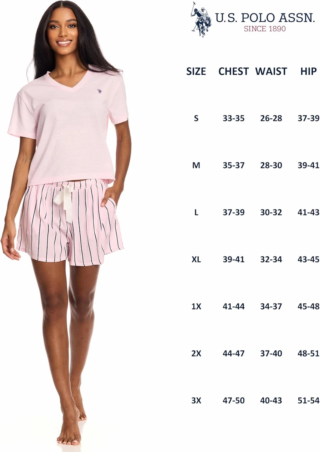 U.S. Polo Assn. Summer Pajamas for Women 2 Piece T-Shirt and Shorts Loungewear- Summer PJs for Women Set