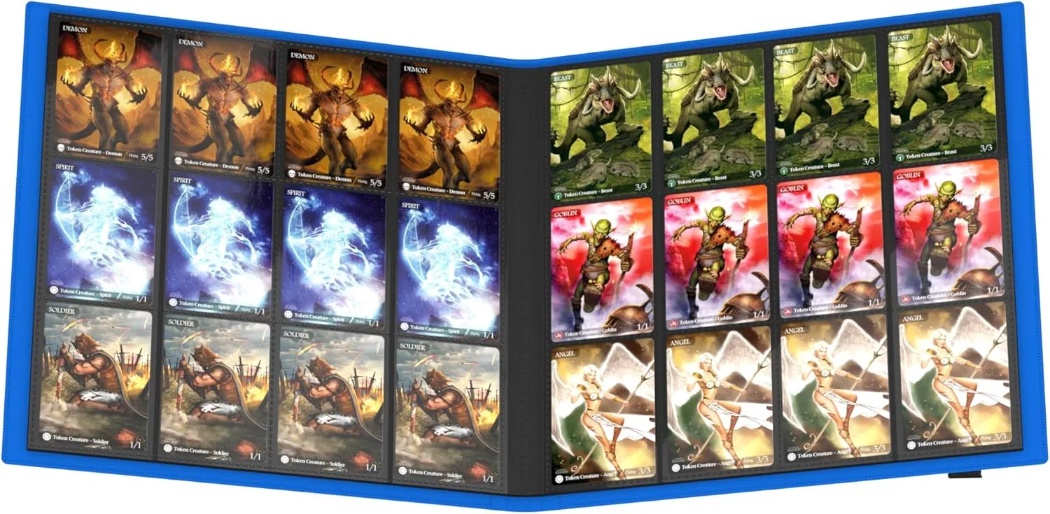 Ultimate Guard Flexxfolio | 12 Side-Loading Pocket for Trading Card Storage up to 480 Cards Binder, Sturdy Card Collection Designed for Double-Sleeved Cards, Blue Quadrow Card Album Folder for TCG