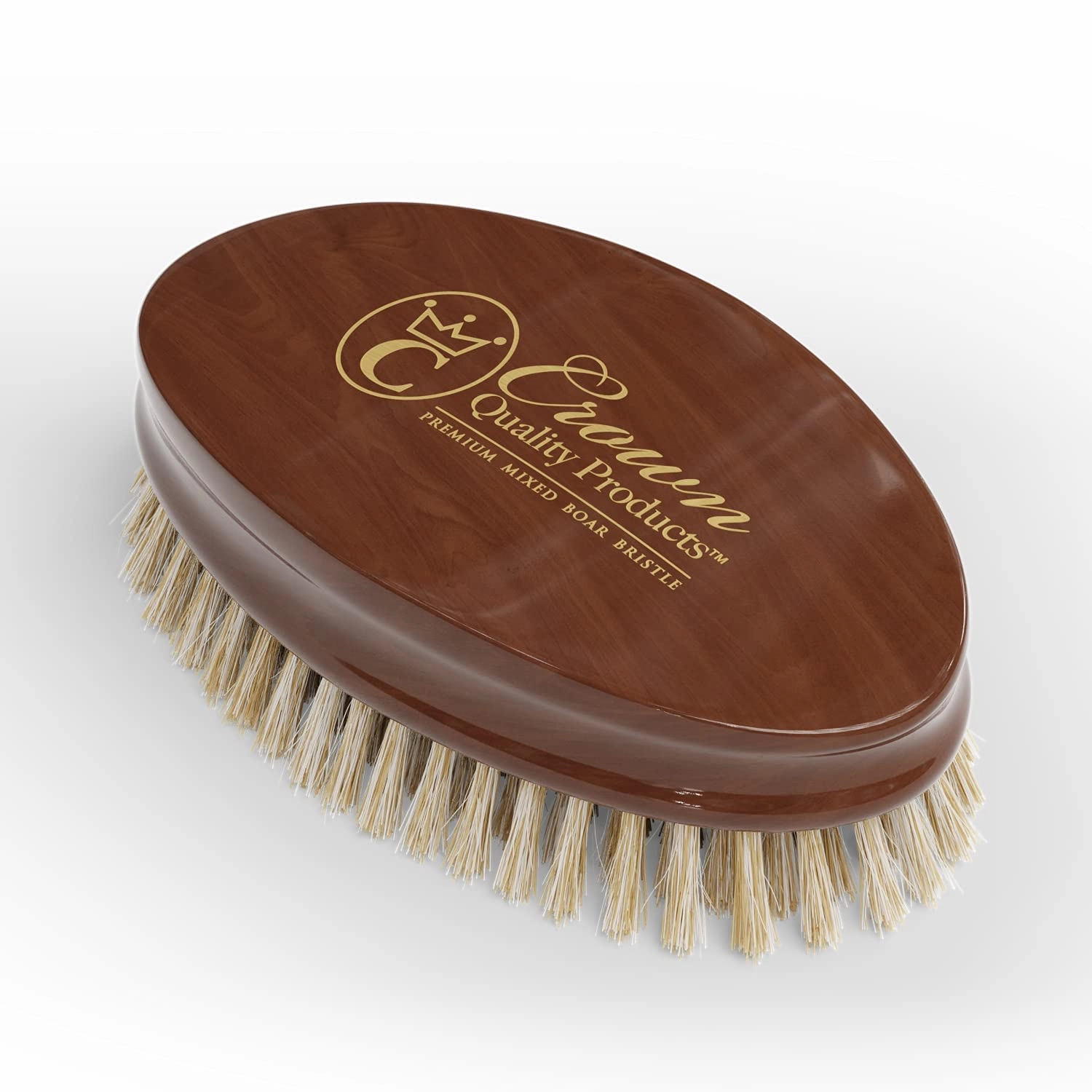 Ultimate Beard Hairbrush - Designed for Beards - Medium Natural Boar Bristle, All Purpose Detailing Hair Brush, Solid Maple,Gloss English Chestnut Finish, Gold Engraved, Compact size