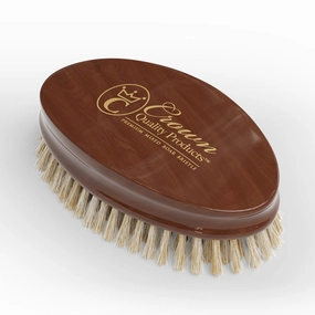 Ultimate Beard Hairbrush - Designed for Beards - Medium Natural Boar Bristle, All Purpose Detailing Hair Brush, Solid Maple,Gloss English Chestnut Finish, Gold Engraved, Compact size