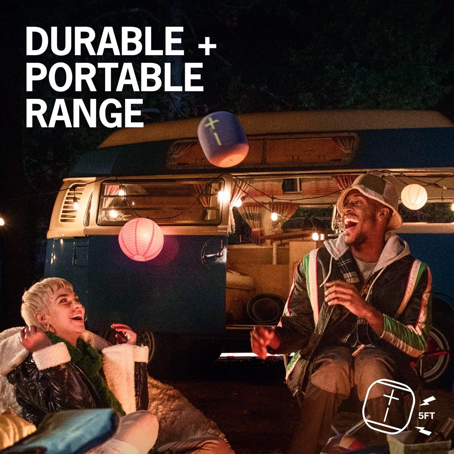 Ultimate Ears WONDERBOOM 3 Waterproof/Dustproof Mini Speaker - Joyous Brights Grey (Renewed)