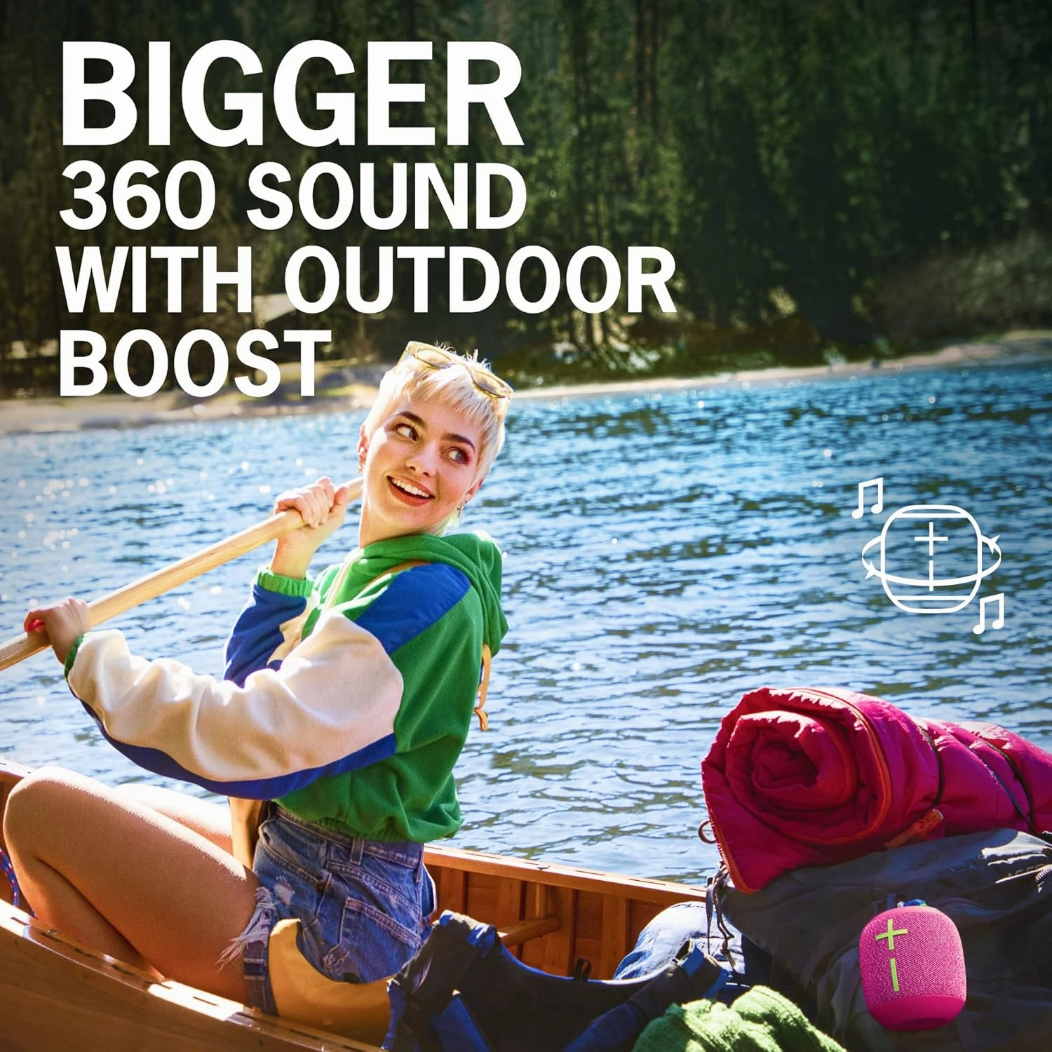 Ultimate Ears WONDERBOOM 3 Waterproof/Dustproof Mini Speaker - Joyous Brights Grey (Renewed)