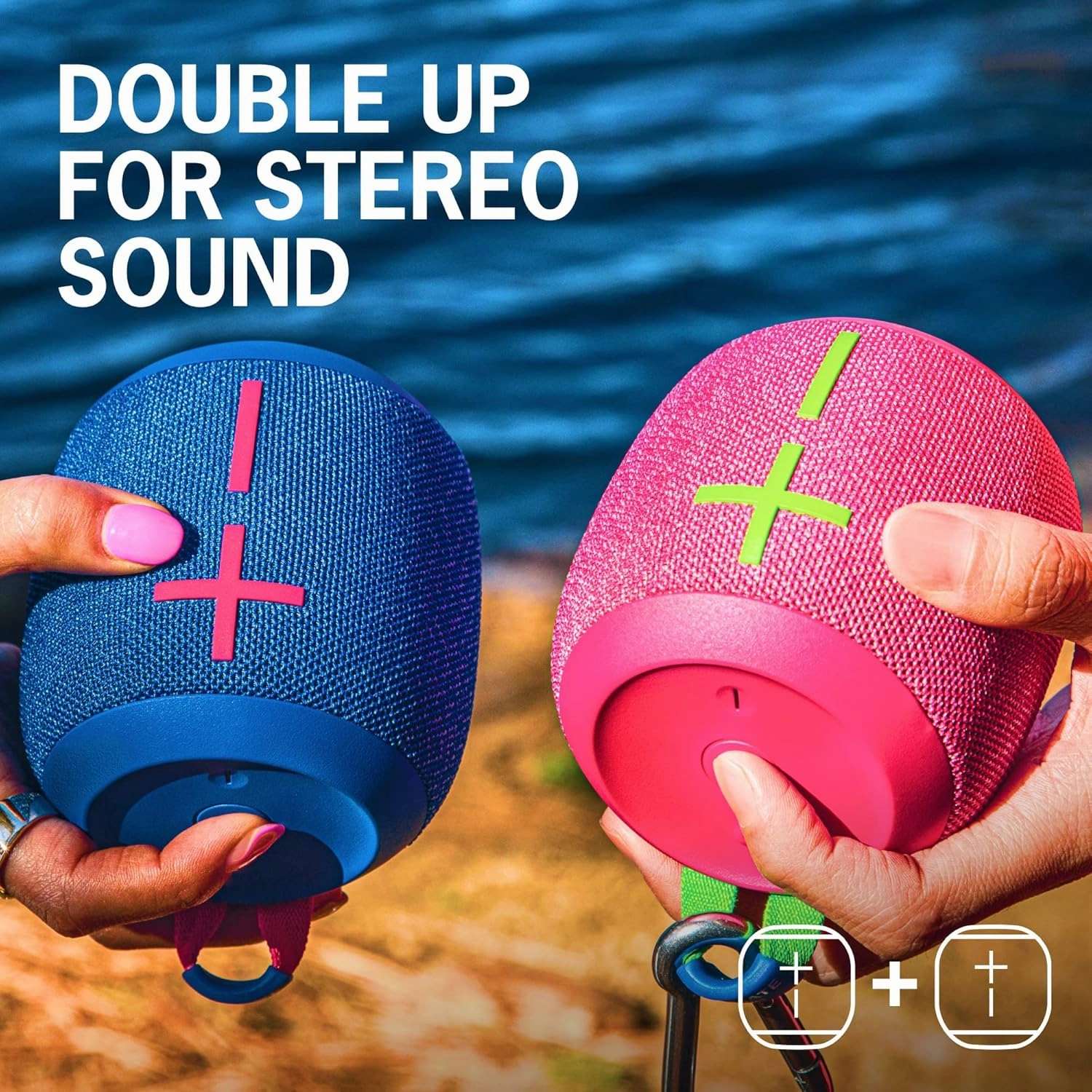 Ultimate Ears WONDERBOOM 3 Waterproof/Dustproof Mini Speaker - Joyous Brights Grey (Renewed)