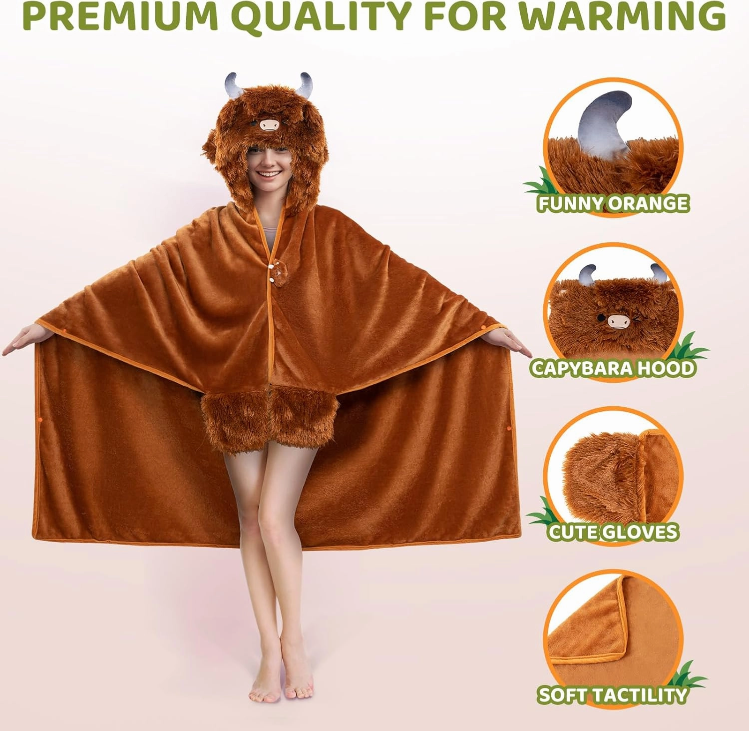 Ultimate Softness Highland Cow Wearable Blanket Hoodie –Expertly Designed for American Body,Full Coverage with Easy Movement, Oversized Warm Cozy Flannel Blanket, Cute Highland Cow Gift for Women