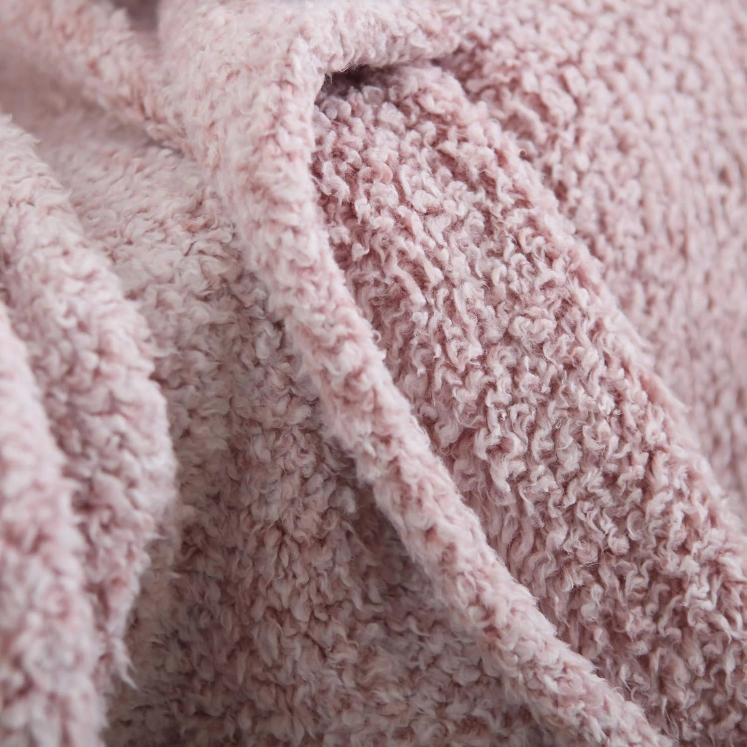 Ultra Soft Cozy Sherpa Throw Blanket, Light Weight Warm Decorative Throw Blanket with Tassel, 2 Tones Ombre Dusty Pink Pattern Reversible Boho Style Blanket for Sofa, Couch, Bedroom,Travel, 60”x80”