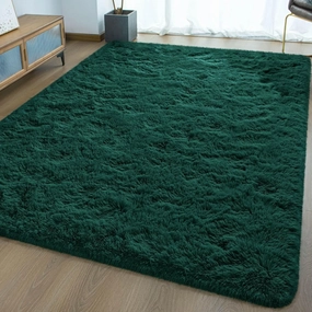Ultra Soft Fluffy Rugs for Bedroom 4x6 Feet, Shag Area Rugs for Living Room, Large Comfy Furry Rug for Boys Kids Baby Room Decor, Non Slip Nursery Rug Modern Indoor Fuzzy Floor Carpet, Dark Green