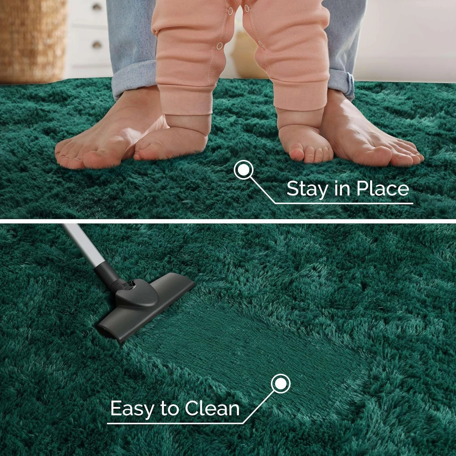 Ultra Soft Fluffy Rugs for Bedroom 4x6 Feet, Shag Area Rugs for Living Room, Large Comfy Furry Rug for Boys Kids Baby Room Decor, Non Slip Nursery Rug Modern Indoor Fuzzy Floor Carpet, Dark Green