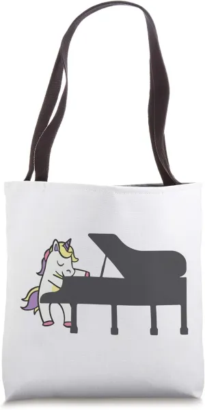 Unicorn Playing Piano Funny Magical Pianist Music Musician Tote Bag