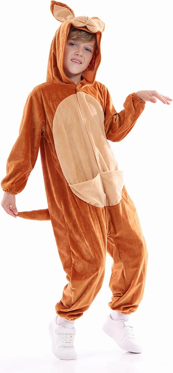 Unisex Animal Costume Kids，Plush Hooded Animals Pajamas Child，Halloween Carnival Animal Kid Jumpsuit Boys & Girls