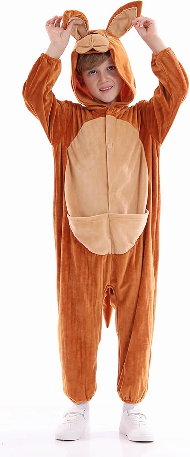 Unisex Animal Costume Kids，Plush Hooded Animals Pajamas Child，Halloween Carnival Animal Kid Jumpsuit Boys & Girls