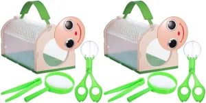 UPKOCH 2sets Critter Keeper Butterfly Habitat Transparent Observation Cage Cute Cartoon Design Portable Catching Box for Outdoor Nature Exploration Insect Collecting