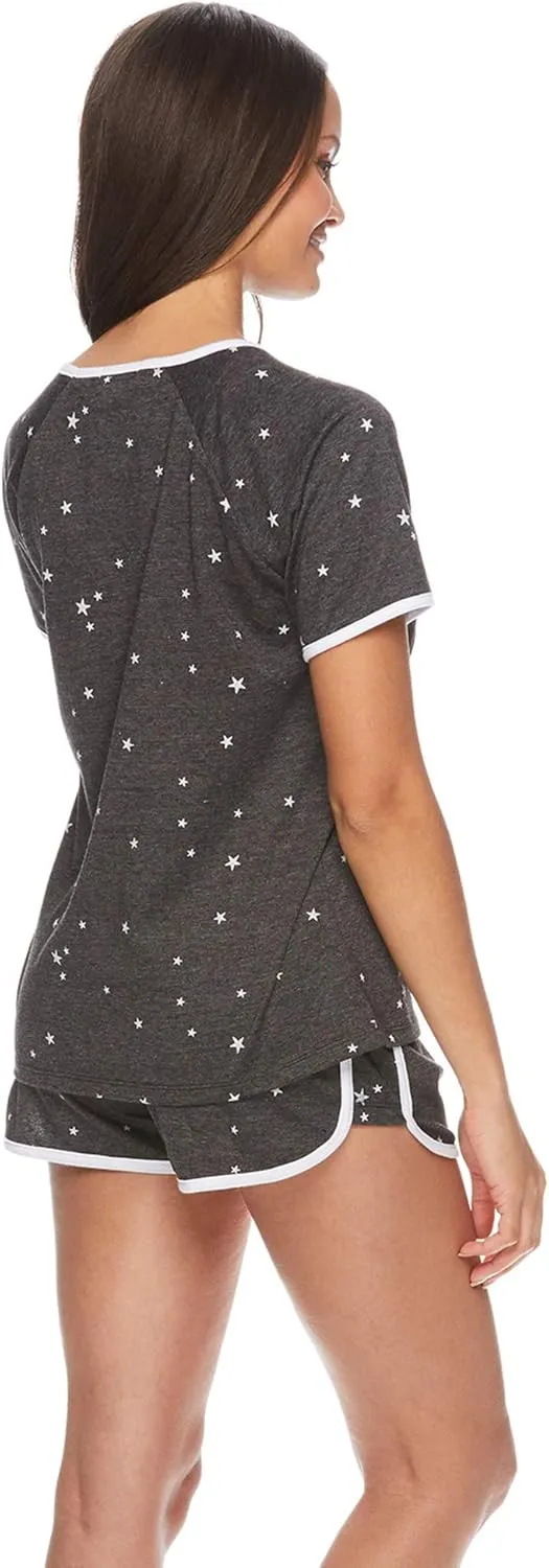 U.S. Polo Assn. Summer Pajamas for Women 2 Piece with Tee and Shorts, Summer PJs Set, Short Pajama Set for Women
