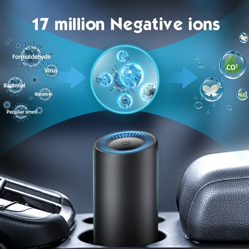 USB Rechargeable Portable Remove Dust Pm 2.5 Negative Ion Personal Mini Car Air Purifier