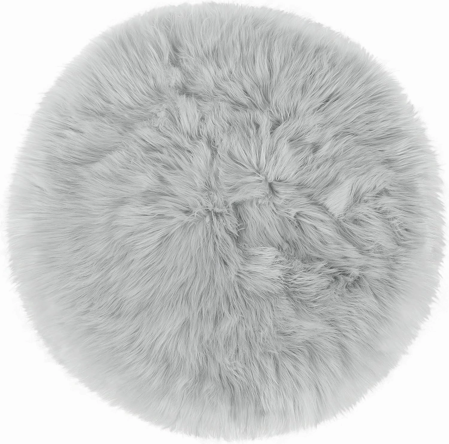 uxcell Faux Fur Round Rug,Fluffy Area Mat,Fluff Rugs for Bedroom Floor Sofa Living Room 2 x 2 Feet Light Gray