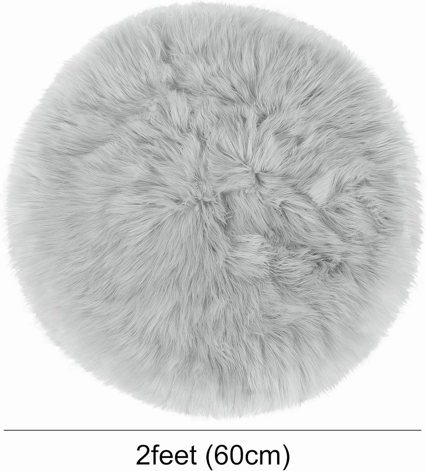 uxcell Faux Fur Round Rug,Fluffy Area Mat,Fluff Rugs for Bedroom Floor Sofa Living Room 2 x 2 Feet Light Gray