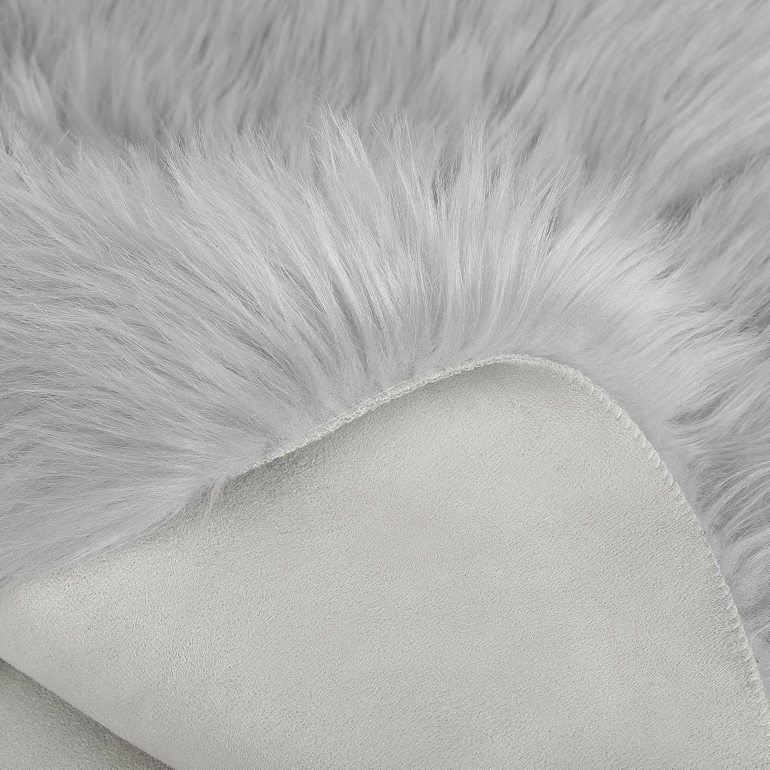 uxcell Faux Fur Round Rug,Fluffy Area Mat,Fluff Rugs for Bedroom Floor Sofa Living Room 2 x 2 Feet Light Gray